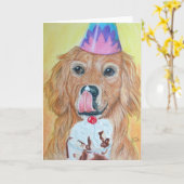 Carte Anniversaire Golden Retriever (Fleur jaune)