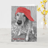 Carte Anniversaire Golden Retriever (Fleur jaune)