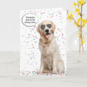 Carte Anniversaire Golden Retriever avec lunettes de sol (Fleur jaune)