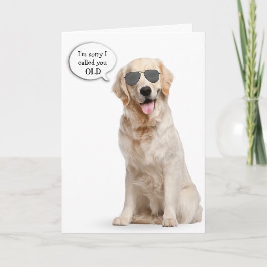 Carte Anniversaire Golden Retriever avec lunettes de sol (Devant)