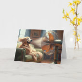 Carte Anniversaire Golden Retriever Avec Ventilateur Rét (Fleur jaune)