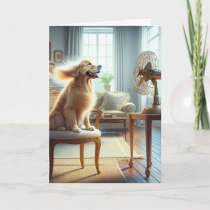 Carte Anniversaire Golden Retriever Avec Ventilateur Rét
