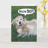 Carte Anniversaire Golden Retriever Choquée (Fleur jaune)
