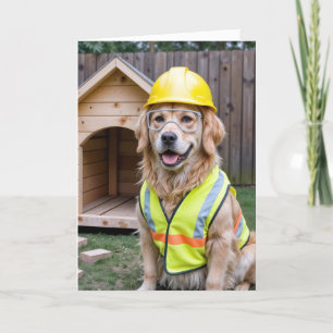 Carte Anniversaire Golden Retriever portant un Casquette