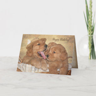 Carte anniversaire golden retriever puppy fun