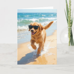 Carte Anniversaire Golden Retriever Puppy Marcher sur la