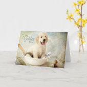 Carte Anniversaire Golden Retriever Puppy Spa thème (Fleur jaune)