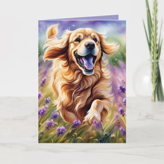 Carte Anniversaire Golden Retriever Running (Devant)