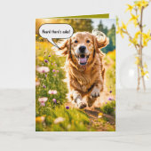 Carte Anniversaire Golden Retriever Running (Fleur jaune)