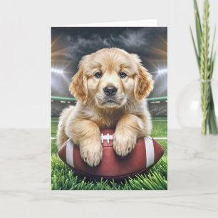 Carte Anniversaire Golden Retriever Sur Un Football