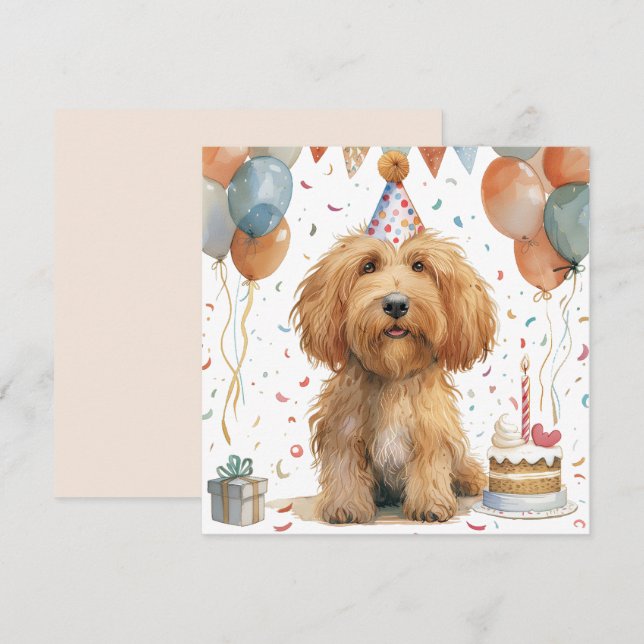 Carte Anniversaire Goldendoodle Chien (Devant / Derrière)