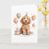 Carte Anniversaire Goldendoodle Chien Anniversaire Gâtea (Fleur jaune)