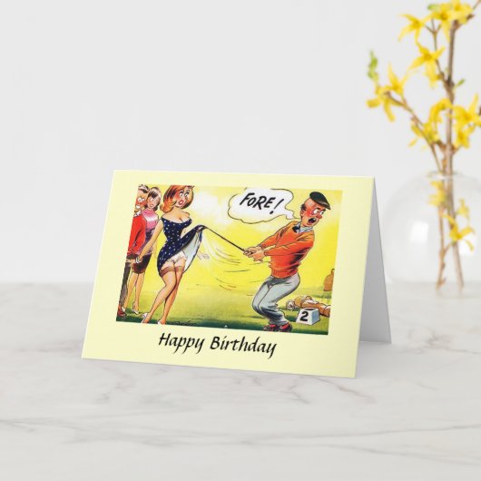 Carte Anniversaire - Golf - Fore! (Fleur jaune)