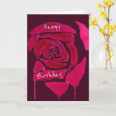 Carte Anniversaire gothique abstrait rose d'aquarelle (Fleur jaune)