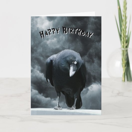 Carte Anniversaire gothique du Corbeau noir (Devant)