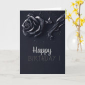 Carte Anniversaire gothique Rose élégant (Fleur jaune)