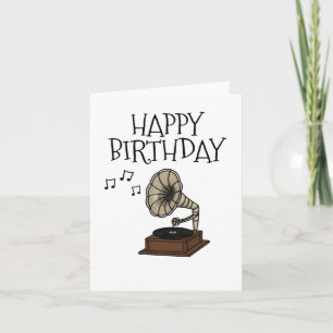 Carte Anniversaire Gramophone Musique Lover Musicien Sti