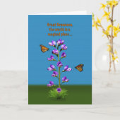 Carte Anniversaire, Grand-fils, Fleurs et Papillons (Fleur jaune)