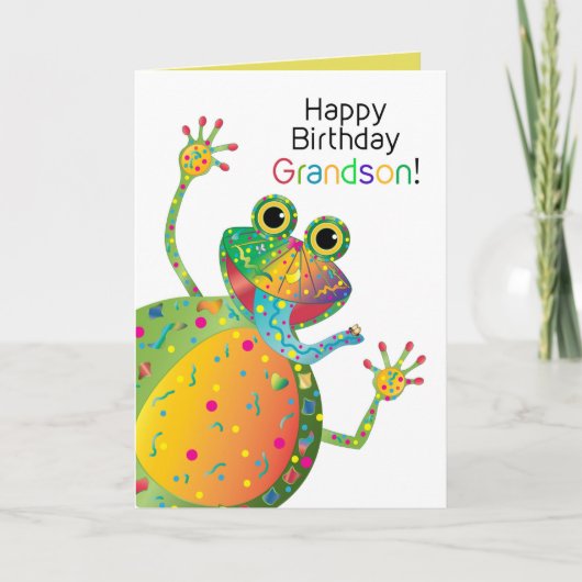 Carte Anniversaire, Grand-fils, Grenouille, Collection K (Devant)