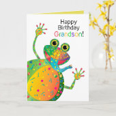 Carte Anniversaire, Grand-fils, Grenouille, Collection K (Fleur jaune)