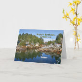 Carte Anniversaire, Grand-fils, Mountain Lake, Swan, Car (Fleur jaune)