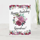 Carte Anniversaire Grand-mère Aquarelle Roses Rouges (Devant)