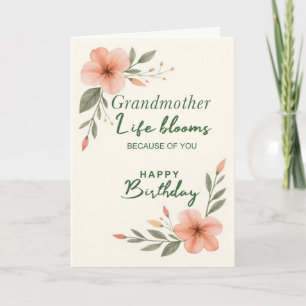 Carte Anniversaire Grand-mère La Vie Fleurit Grâce à Vou