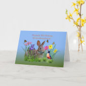 Carte Anniversaire, Grand-neveu, Lapin, Papillons, Robin (Fleur jaune)