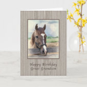 Carte Anniversaire, Grand-Petit-fils, Cheval Brown avec (Fleur jaune)