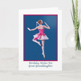 Carte Anniversaire, Grande-fille, Ballerina sur Bleu