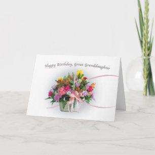 Carte Anniversaire, Grande-Petite-fille, Fleurs dans un