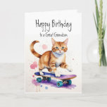 Carte Anniversaire Grandson Fun Cute Cat sur Skateboard<br><div class="desc">Anniversaire Grandson Fun Cute Cat sur Skateboard</div>