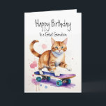 Carte Anniversaire Grandson Fun Cute Cat sur Skateboard<br><div class="desc">Anniversaire Grandson Fun Cute Cat sur Skateboard</div>