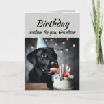 Carte Anniversaire Grandson Fun Wisdom Lab Chien<br><div class="desc">La sagesse d'anniversaire pour votre petit-fils de la mignonne animal animal de chien du Labrador Retriever Chien léchant le gâteau. Cartes d'anniversaire pour animal amusant</div>