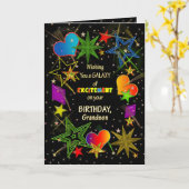 Carte Anniversaire, GRANDSON, Galaxie Abstraite, Colorée (Fleur jaune)