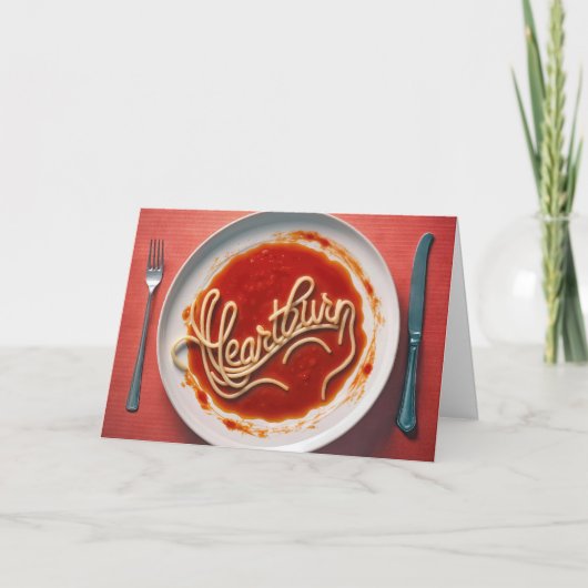 Carte Anniversaire Heartburn Spaghetti Dîner (Devant)