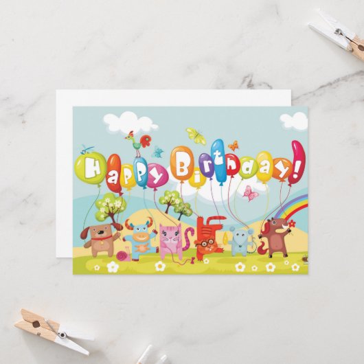 Carte anniversaire heureux (Devant/Arrière en situation)