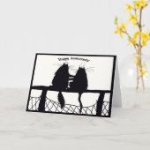 Carte anniversaire heureux, couple de chat (Fleur jaune)