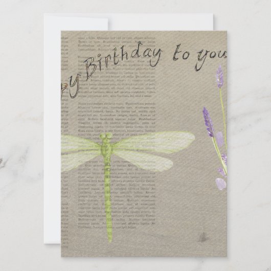Carte anniversaire heureux de libellule (Devant)
