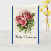 Carte Anniversaire heureux de roses vintages (Fleur jaune)