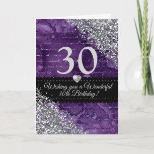 Carte Anniversaire heureux Sirène Violette Paillettes Ar