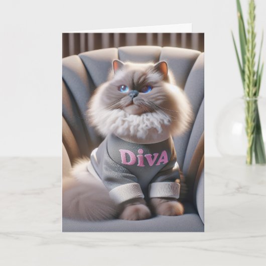 Carte Anniversaire Himalayan Diva Chat (Devant)