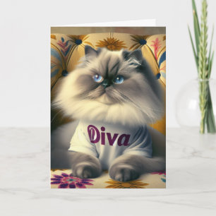 Carte Anniversaire Himalayan Diva Chat sur une chaise