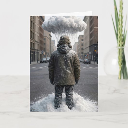 Carte Anniversaire Hiver Humour Nuage de Neige (Devant)