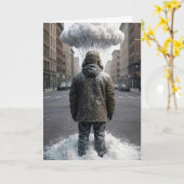 Carte Anniversaire Hiver Humour Nuage de Neige (Fleur jaune)
