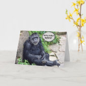 Carte Anniversaire humoristique du Chimpanzé (Fleur jaune)