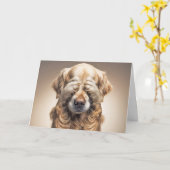 Carte Anniversaire Humoristique Golden Retriever (Fleur jaune)