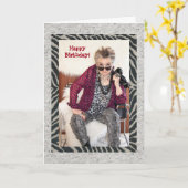 Carte Anniversaire humoristique réfléchissant sur une vi (Fleur jaune)