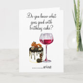 Carte Anniversaire Humour Boire Vin Lover Cake (Devant)