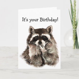 Carte Anniversaire Humour Cute Raccoon Animal Art